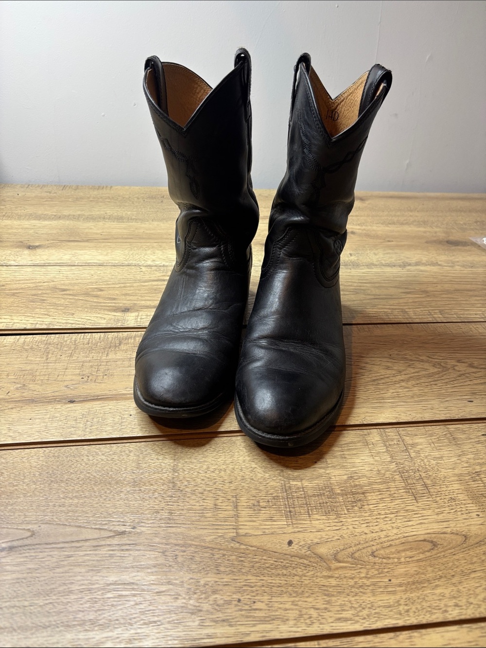 Men's Ariat Heritage Roper Black Leather Western Boots Size 14